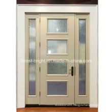 White Entry Door with Stained Glass Inserts